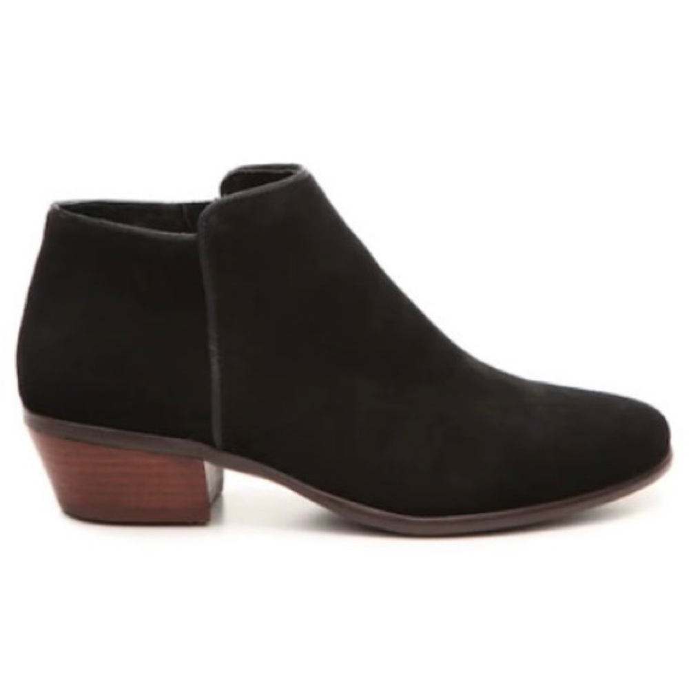 CROWN VINTAGE • Black Suede Leather Tabitha Heeled Ankle Booties, 5.5 - Picture 2 of 16
